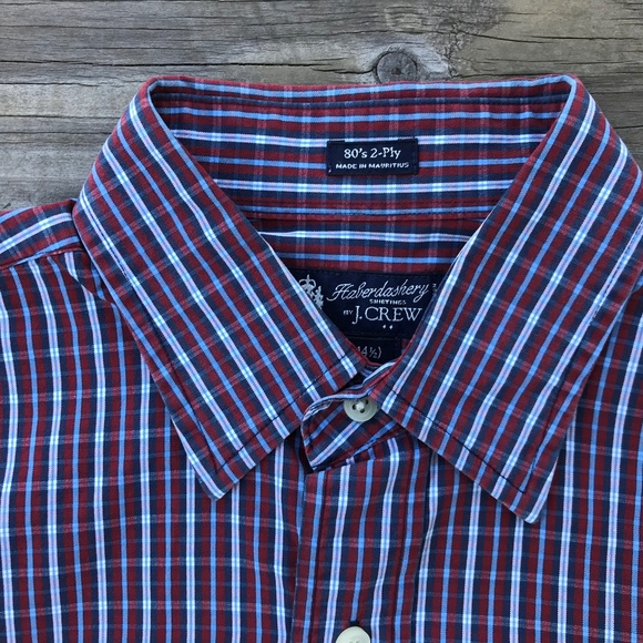 J. Crew Haberdashery Men Red Plaid ButtonDown 2Ply - Picture 2 of 8